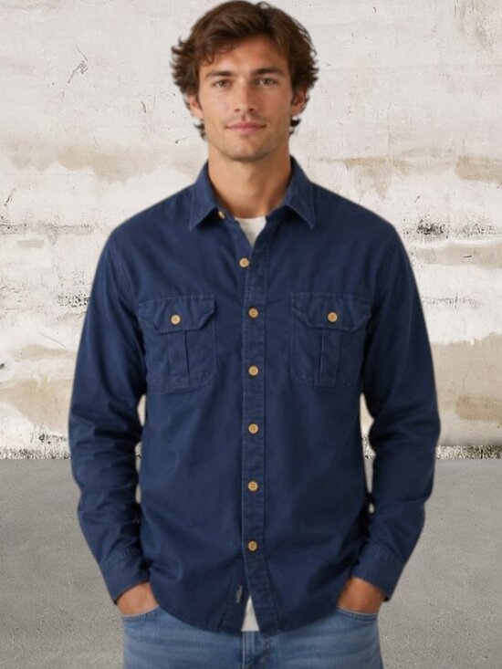 Terramar Other - Terramar Men's Navy Casual Button-Down Shirt Size 10
